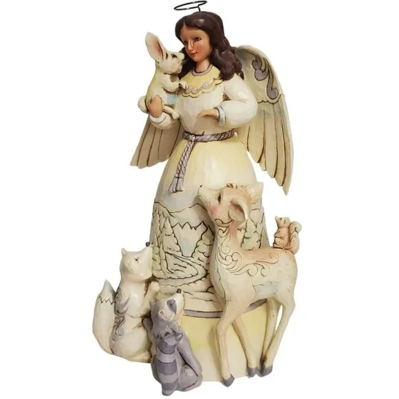 Jim Shore Christmas Angel Peace to All Woodland Animals Deer Fox Racoon Bunny - Picture 5 of 16